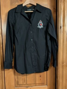 Lauren Ralph Lauren Black Button-Down Shirt with Embroidered Crest